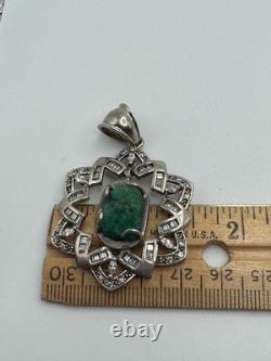 Vintage Unisex Big Sterling Silver 925 Turquoise Pendant
