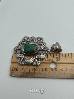 Vintage Unisex Big Sterling Silver 925 Turquoise Pendant