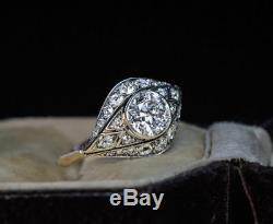 Vintage Victorian Edwardian 1.20Ct Diamond Engagement Bezel Ring Circa 1910's