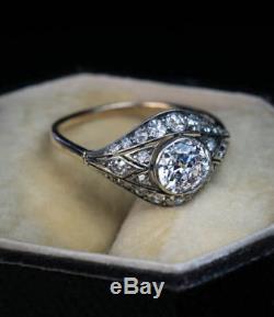 Vintage Victorian Edwardian 1.20Ct Diamond Engagement Bezel Ring Circa 1910's