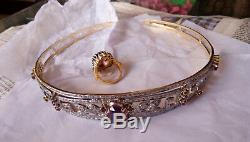 Vintage/Victorian Inspired 8.20Ct. Rose Cut Diamond Silver Antique Tiara Crown