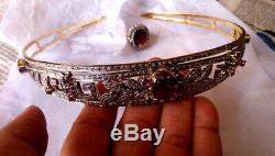 Vintage/Victorian Inspired 8.20Ct. Rose Cut Diamond Silver Antique Tiara Crown