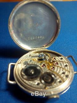 Vintage WWI Sterling Silver Trench Watch Swiss Made 16 Jewels Wire Lugs WORKS