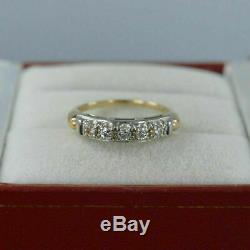 Vintage Wedding Band Ring 1.00 Ct Round Cut Diamond 14k Yellow Gold Finish