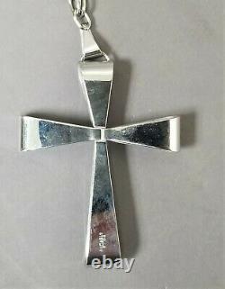 Vintage Wells Sterling Silver 3 ¾ x 2 ¾ Cross Necklace