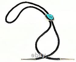 Vintage Western Bolo Bennett Pat Pend Sterling Silver Native American Turquoise