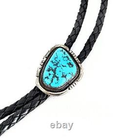 Vintage Western Bolo Bennett Pat Pend Sterling Silver Native American Turquoise