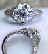 Vintage White Moissanite 2.11ct Old Mine Cut Engagement 925 Sterling Silver Ring