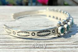 Vintage Zuni Green Snake Eye Sterling Cuff Bracelet