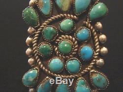 Vintage Zuni Large Cluster Ring Eighteen Turquoise Stones Sterling Sz 6.75