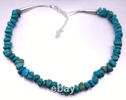 Vintage Zuni Native American Turquoise Sterling silver Beaded Necklace 22