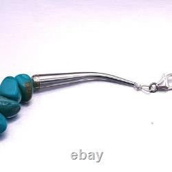 Vintage Zuni Native American Turquoise Sterling silver Beaded Necklace 22