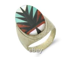 Vintage Zuni Ring 925 Sterling Authentic Natural Gemstone Handmade Size 11.75
