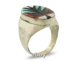 Vintage Zuni Ring 925 Sterling Authentic Natural Gemstone Handmade Size 11.75