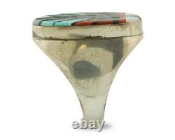 Vintage Zuni Ring 925 Sterling Authentic Natural Gemstone Handmade Size 11.75