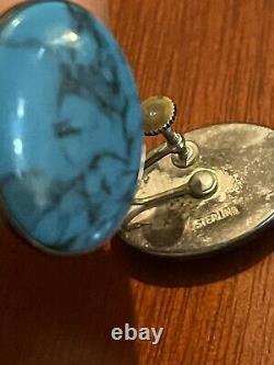 Vintage antique Native American turquoise sterling silver earrings arizona west