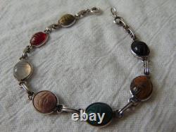 Vintage antique sterling silver genuine scarab bracelet