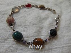 Vintage antique sterling silver genuine scarab bracelet