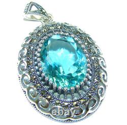 Vintage design 18.6 carat oval cut Aquamarine. 925 Sterling Silver handmade P