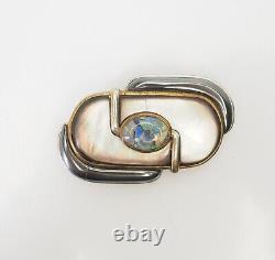 Vintage modernist sterling silver gemstones abstract pendant pin KyLo Kai Yin Lo