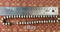 Vintage sterling silver Navajo pearls necklace with rich warm patina