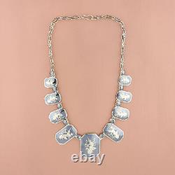 Vintage sterling silver siam nielloware mekkala goddess bib necklace size 17in