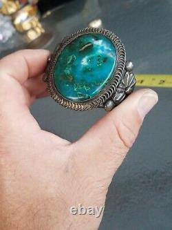 Vintage turquoise Sterling Silver Navajo Native American Cuff bracelet old Pawn