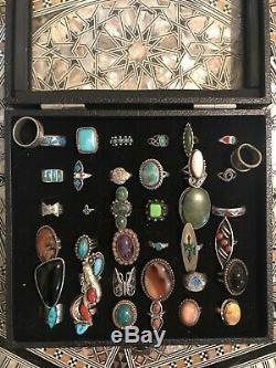 Vintage turquoise sterling silver rings lot