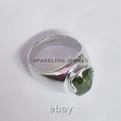 Vivid Peridot Oval Cut With 925 Sterling Silver Ring For Men's #A59