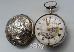 Vtg 1771 George III Tarts of London Silver Repousse Pair Cased Pocket Watch