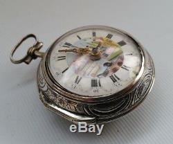 Vtg 1771 George III Tarts of London Silver Repousse Pair Cased Pocket Watch