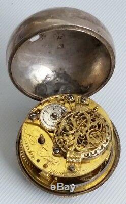 Vtg 1771 George III Tarts of London Silver Repousse Pair Cased Pocket Watch