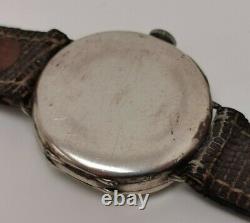 Vtg 1928 James Weir Solid Sterling Silver Cushion Trench Style Gents Wrist Watch