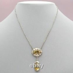 Vtg 1930s Art Deco Arts & Crafts Sterling Silver Rose Gold Citrine Necklace