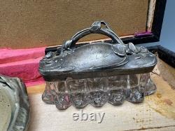 Vtg Antique Silver Color Art Nouveau Floral Dresser 10-piece Brushes Vanity Set