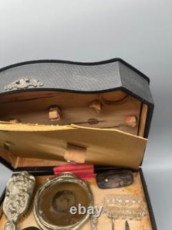 Vtg Antique Silver Color Art Nouveau Floral Dresser 10-piece Brushes Vanity Set