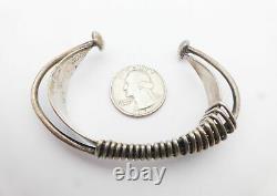 Vtg Ed Weiner Sterling Silver Modernist Tapered Wire Wrap Cuff Bracelet 6 31.4g