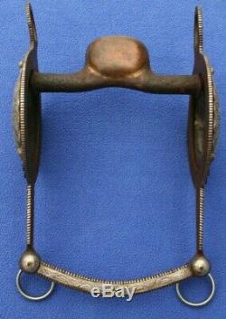 Vtg Fleming Sterling Silver & Iron Western Bridle Headstall Concho Bit Huge Rare