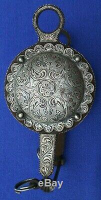Vtg Fleming Sterling Silver & Iron Western Bridle Headstall Concho Bit Huge Rare
