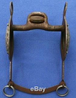 Vtg Fleming Sterling Silver & Iron Western Bridle Headstall Concho Bit Huge Rare