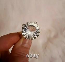 Vtg Huge 30ct Fantasy Cut Rock Crystal STATEMENT Ring Sz 8 Sterling Silver JOY