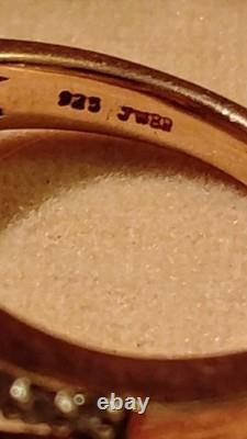 Vtg JWBR Opal & Beryl Wide Band Ring 925 Silver Size 8