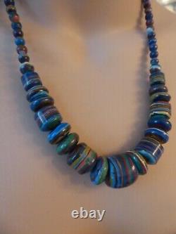 Vtg Jay King DTR sterling silver Rainbow Calsilica Mine Finds graduated necklace