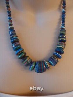 Vtg Jay King DTR sterling silver Rainbow Calsilica Mine Finds graduated necklace