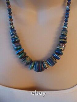 Vtg Jay King DTR sterling silver Rainbow Calsilica Mine Finds graduated necklace