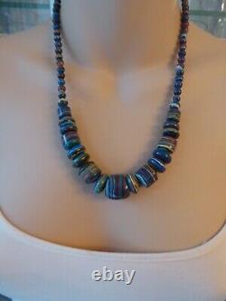 Vtg Jay King DTR sterling silver Rainbow Calsilica Mine Finds graduated necklace