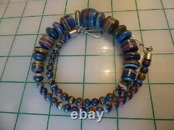 Vtg Jay King DTR sterling silver Rainbow Calsilica Mine Finds graduated necklace