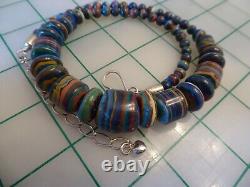 Vtg Jay King DTR sterling silver Rainbow Calsilica Mine Finds graduated necklace