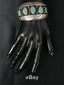 Vtg Old Pawn Navajo Sterling Silver Cluster Spiderweb Turquoise Cuff Bracelet 99