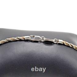 Vtg OroAmerica USA Sterling Silver & 14K Gold Rope Chain Necklace-3mm, 18, 15g